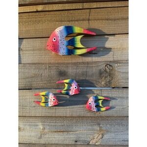 Wooden‎ Hanging Decorative Hand Carved Hand Painted Fish Vintage Jamaica